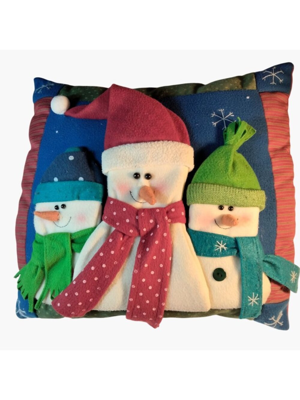 St Nicholas Square Snowman Trio Pillow Festive Holiday Decor Christmas Toss